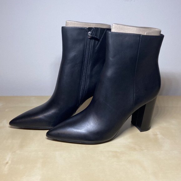 NEW Marc Fisher Glorena Leather Booties - Black US Size 10 - Picture 1 of 6